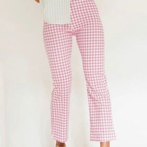 Pink Checkered Cropped Pants